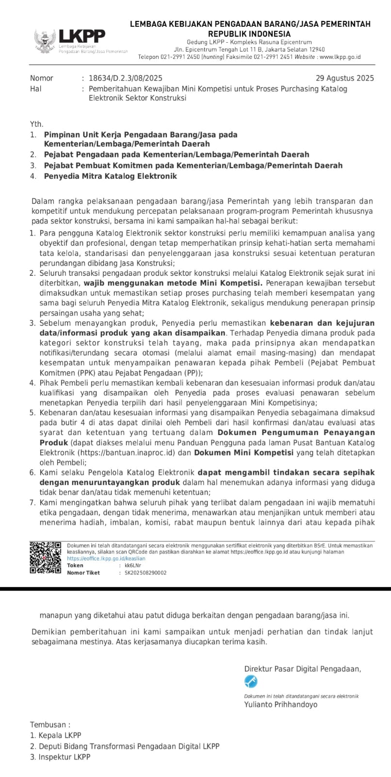 Kewajiban E-Purchasing Konstruksi Wajib dengan Mini Kompetisi